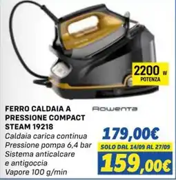 Orizzonte Ferro caldaia a pressione compact steam 19218 Rowenta offerta