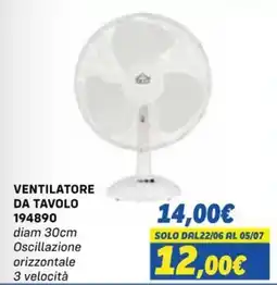 Orizzonte VENTILATORE DA TAVOLO offerta