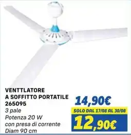 Orizzonte VENTTILATORE A SOFFITTO PORTATILE offerta