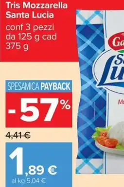 Carrefour Iper Tris Mozzarella Santa Lucia offerta