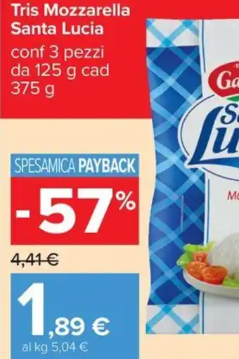Carrefour Iper Tris Mozzarella Santa Lucia offerta