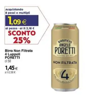 Docks Cash&Carry Birra Non Filtrata 4 Luppoli PORETTI offerta