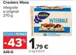 Carrefour Iper Crackers Wasa integrale offerta