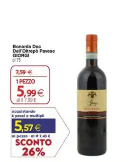 Docks Cash&Carry Bonarda Doc Dell'Oltrepò Pavese GIORGI offerta