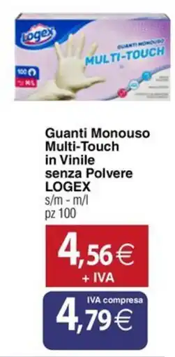 Docks Cash&Carry Guanti Monouso Multi-Touch in Vinile senza Polvere LOGEX offerta