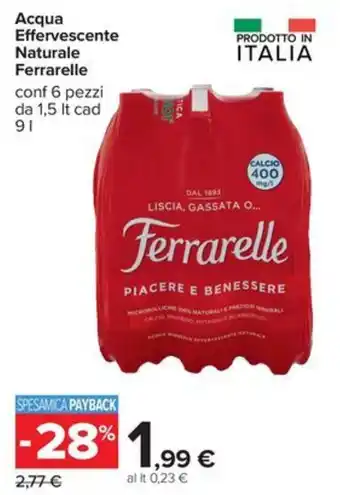 Carrefour Iper Acqua Effervescente Naturale Ferrarelle offerta