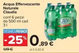Carrefour Iper Acqua Effervescente Naturale Claudia offerta