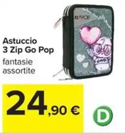 Carrefour Iper Astuccio 3 Zip Go Pop fantasie assortite offerta