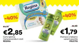 Unes Carta Igienica Cartacamomilla 4 rotoli REGINA offerta
