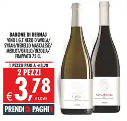 Deco Maxistore BARONE DI BERNAJ VINO I.G.T NERO D'AVOLA offerta