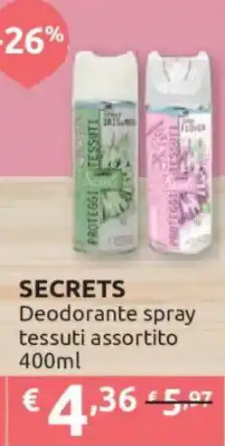 Ipersoap Secrets deodorante spray tessuti offerta