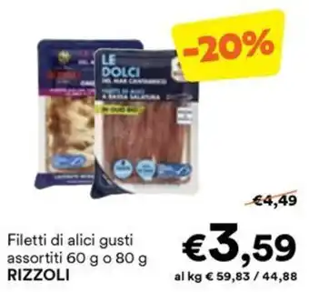 Unes Filetti di alici gusti assortiti RIZZOLI offerta