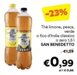 Unes Thè limone pesca verde o figo d'India classico o zero SAN BENEDETTO offerta