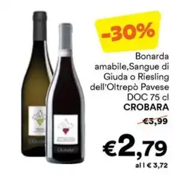 Unes Bonarda amabile,sangue di giuda o riesling dell'oltrepò pavese doc Crobara offerta