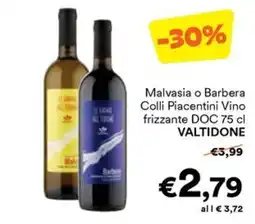 Unes Malvasia o barbera colli piacentini vino frizzante doc Valtidone offerta