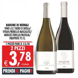 Deco Superstore BARONE DI BERNAJ VINO I.G.T NERO D'AVOLA offerta