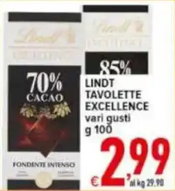 Iper Triscount Lindt Tavolette Excellence offerta