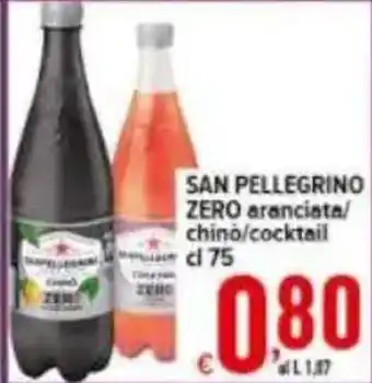 Iper Triscount SAN PELLEGRINO ZERO aranciata/chinò/cocktail offerta
