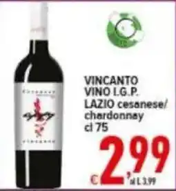 Iper Triscount VINCANTO VINO I.G.P. LAZIO cesanese/ chardonnay offerta