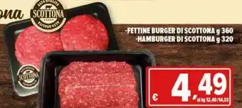 Iper Triscount Fettine burger di scottona, hamburger di scottona offerta