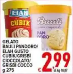 Iper Triscount Gelato Bauli Pandoro/Elah Gusto Cubik/Grisbi Cioccolato/Grisbi Cocco offerta