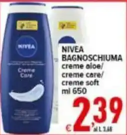 Iper Triscount Nivea bagnoschiuma creme aloe/ creme care/ creme soft offerta