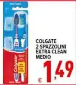 Iper Triscount Colgate 2 spazzolini extra clean medio offerta