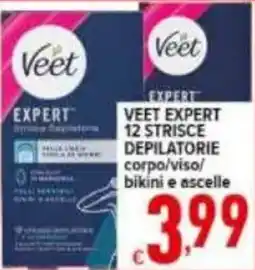 Iper Triscount Veet expert 12 strisce depilatorie corpo/viso/ bikini e ascelle offerta