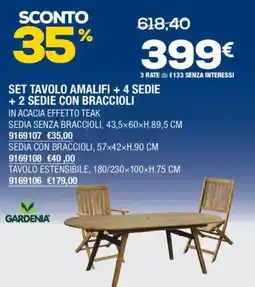 Bricofer SET TAVOLO AMALIFI + 4 SEDIE GARDENIA offerta