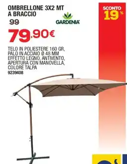 Bricofer OMBRELLONE 3X2 MT A BRACCIO GARDENIA offerta