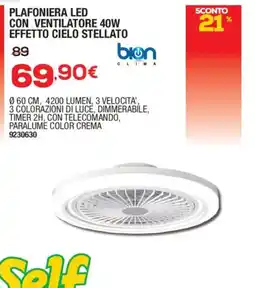 Bricofer Plafoniera LED con ventilatore 40W effetto cielo stellato bion clima offerta
