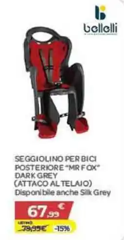 Bimbo Store Seggiolino per bici posteriore "Mr Fox" Dark Grey offerta