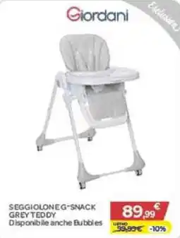 Bimbo Store Giordani SEGGIOLONE G-SNACK GREY TEDDY offerta