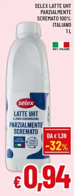 Famila Market selex LATTE UHT PARZIALMENTE SCREMATO offerta