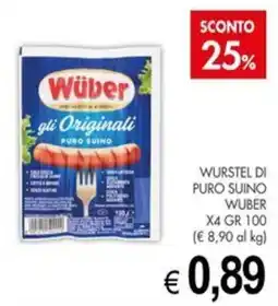 PrestoFresco WURSTEL DI PURO SUINO WUBER offerta