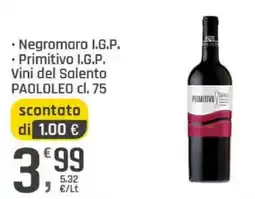 Supermercati Dok Negromaro I.G.P. Primitivo I.G.P. Vini del Salento PAOLOLEO offerta