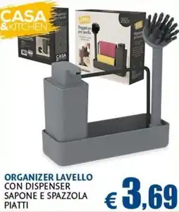 Europlanet Casa CASA & KITCHEN Organizer lavello con dispenser sapone e spazzola piatti offerta