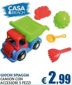 Europlanet Casa CASA & BEACH GIOCHI SPIAGGIA CAMION CON ACCESSORI 5 PEZZI offerta