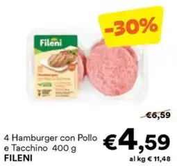 Unes Hamburger con Pollo e Tacchino FILENI offerta