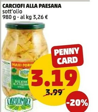 PENNY Carciofi alla paesana offerta