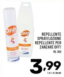 Il Centesimo Repellente Spray/Lozione Repellente per Zanzare OFF! offerta