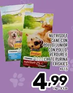 Il Centesimo NUTRISOFT CANE CON POLLO/JUNIOR CON POLLO, VERDURE E LATTE PURINA FRISKIES offerta