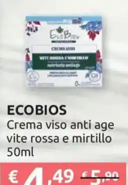 Ipersoap ECOBIOS Crema viso anti age vite rossa e mirtillo offerta