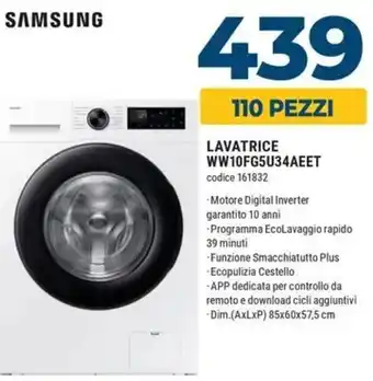 SAMSUNG LAVATRICE WW10FG5U34AEET