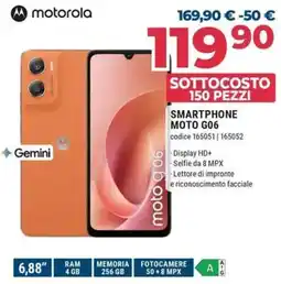 Sinergy motorola SMARTPHONE MOTO G06 offerta