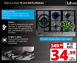 Comet SAMSUNG Piano a Gas 75 cm NA75J3030AS offerta