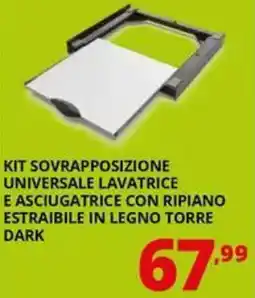 Comet Meliconi kit sovrapposizione universale lavatrice e asciugatrice con ripiano estraibile in legno torre dark offerta