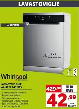 Comet Whirlpool LAVASTOVIGLIE WH4FFC14BN6X offerta