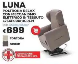 Conforama Conforama Luna poltrona relax con meccanismo elettrico in tessuto offerta