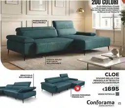 Conforama Conforama Cloe divano relax con penisola in tessuto offerta